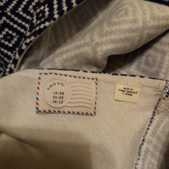 Anthro Postmark Diamond Batik/Geometric Print Back Cut Out Dress Size 8 - Picture 10 of 13